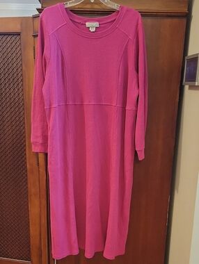 Woman Within | Pink Waffle Knit Long Sleeve Midi Dress Pockets - Womens Size 1X